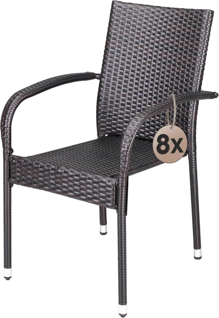® Set 4 Sedie da Giardino in Polyrattan Impilabili Regolabili con Portata di 160 kg per Balcone Terrazza Sedia Esterno Sedia da Tavolo