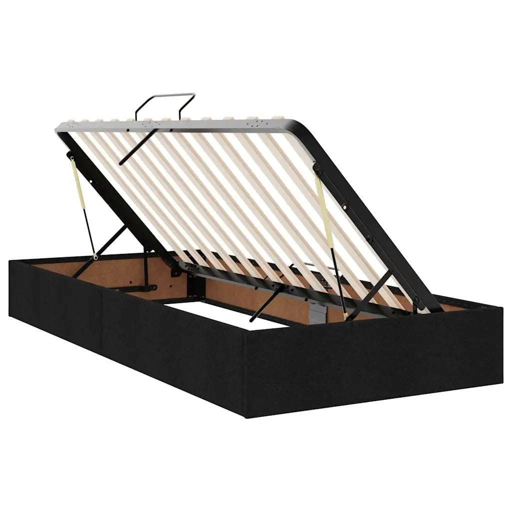 Letto con contenitore e materasso Nero 90 x 200 cm Poliestere