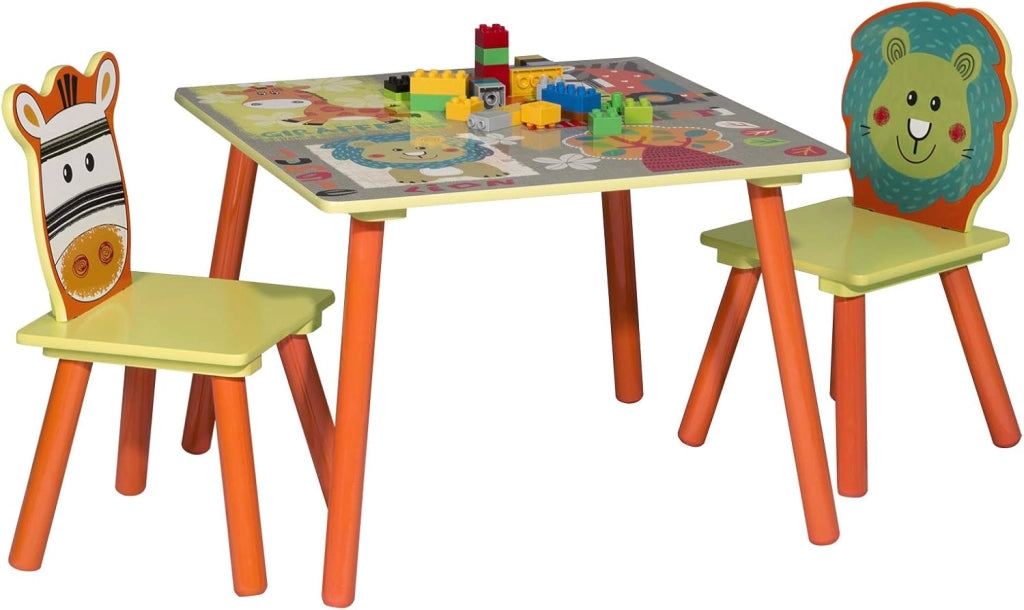 Tavolo e Sedie per Bambini Tavolino con 2 Sgabelli Set Mobili per Soggiorno in Legno