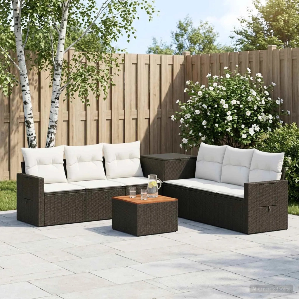Set di divani 8 pz Nero e Bianco Crema 3448375