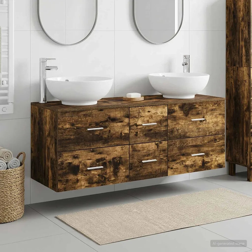 Set di mobili per il bagno 3 pz Rovere Fumo 49,5 x 44,5 x 65 cm 3405911