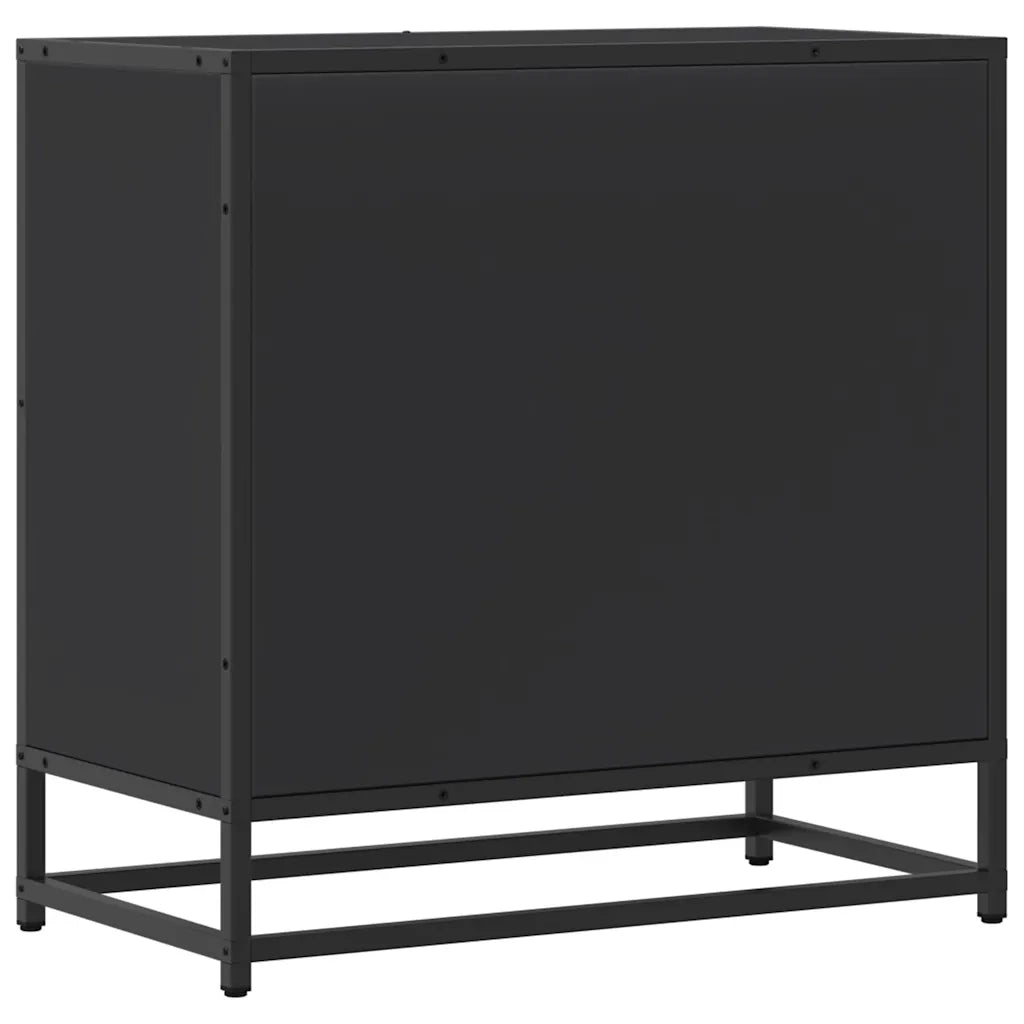Comodino-Tavolino da notte Nero 60x31x60 cm in Legno Multistrato e Metallo