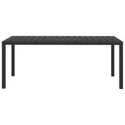 Tavolo da Giardino Nero 185x90x74 cm in Alluminio e WPC 42792