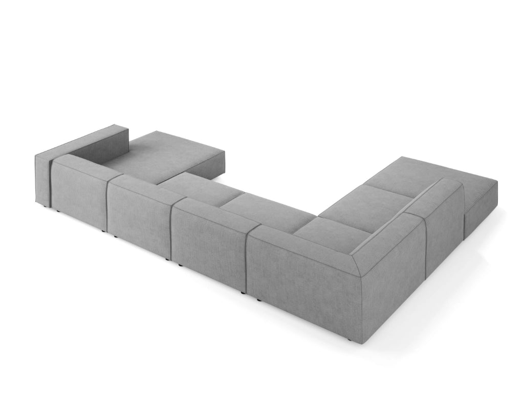 Cosmopolitan Design - Divano panoramico sinistro "Arendal" 7 posti in ciniglia con effetto a coste grigio scuro 
