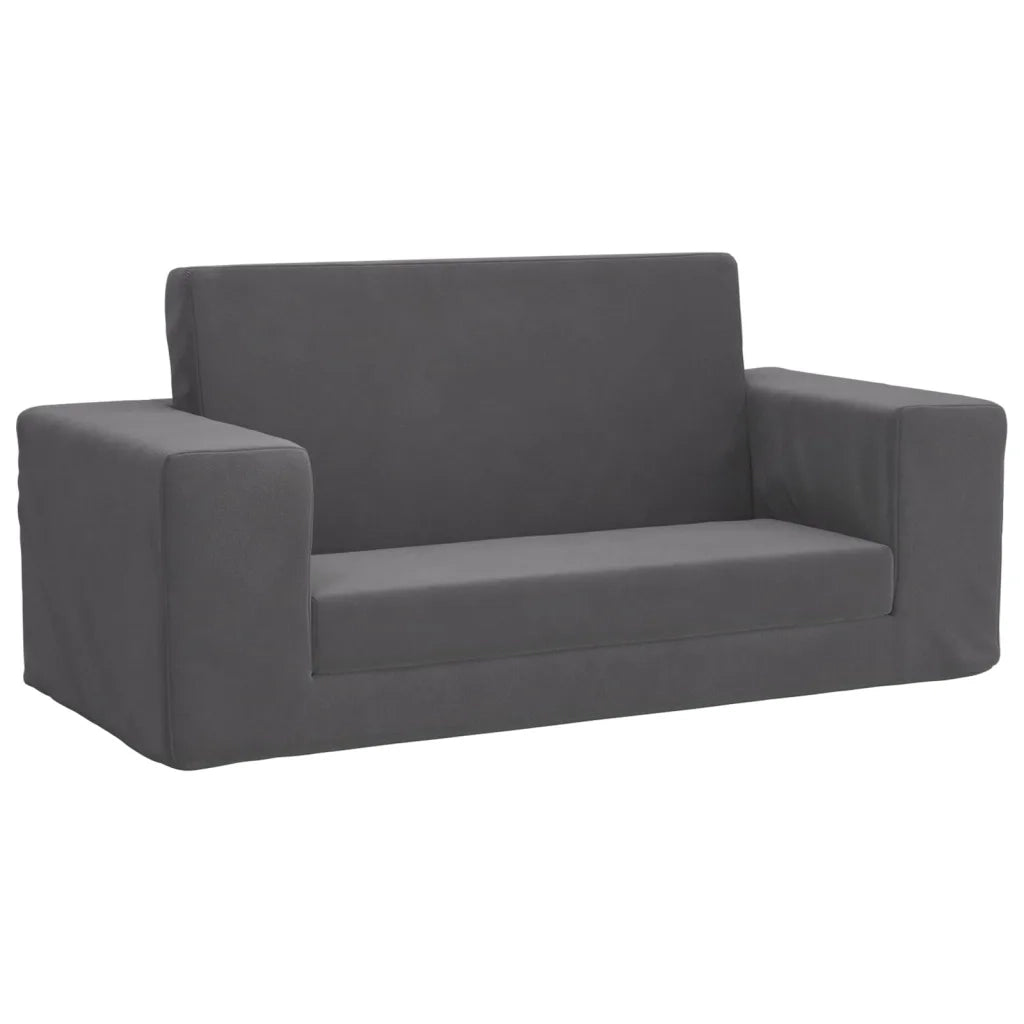 Divano letto | Sof¨¤ letto | Letto singolo per Bambini a 2 Posti Antracite in Morbido Peluche