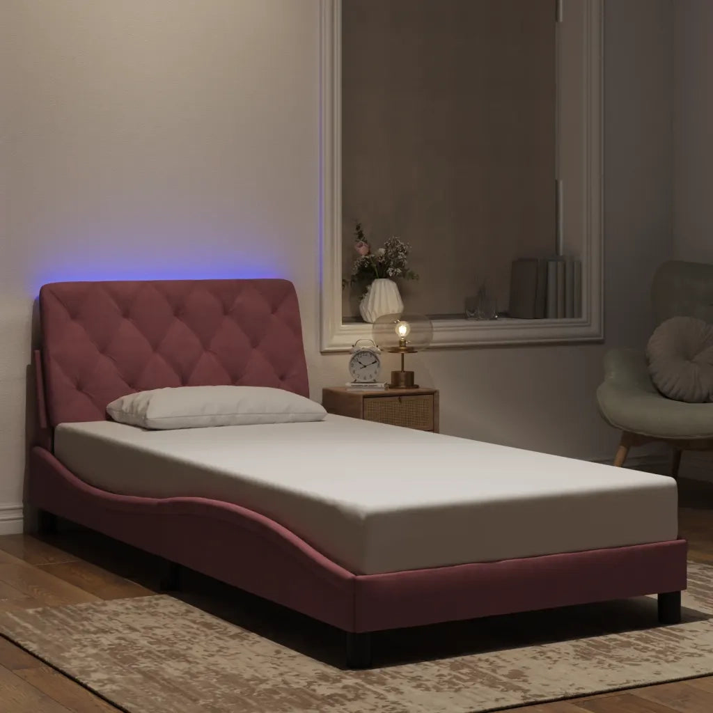 Giroletto con LED senza Materasso Rosa 100x200 cm in Velluto 3213842