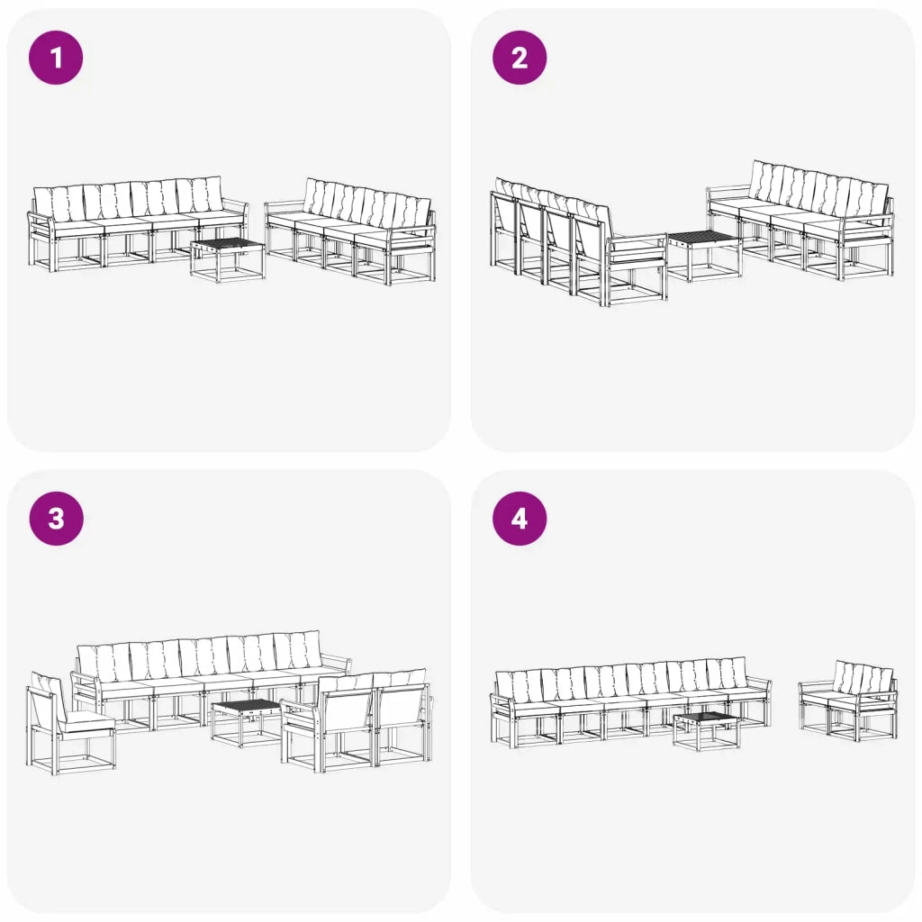 Set di divani da esterno 9 pz Bianco e Nero 3389334