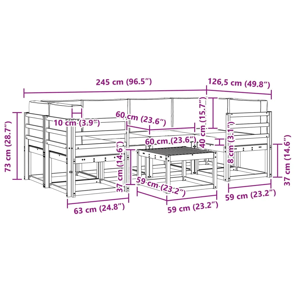 Set di divani da esterno 7 pz Bianco e Beige 3387302