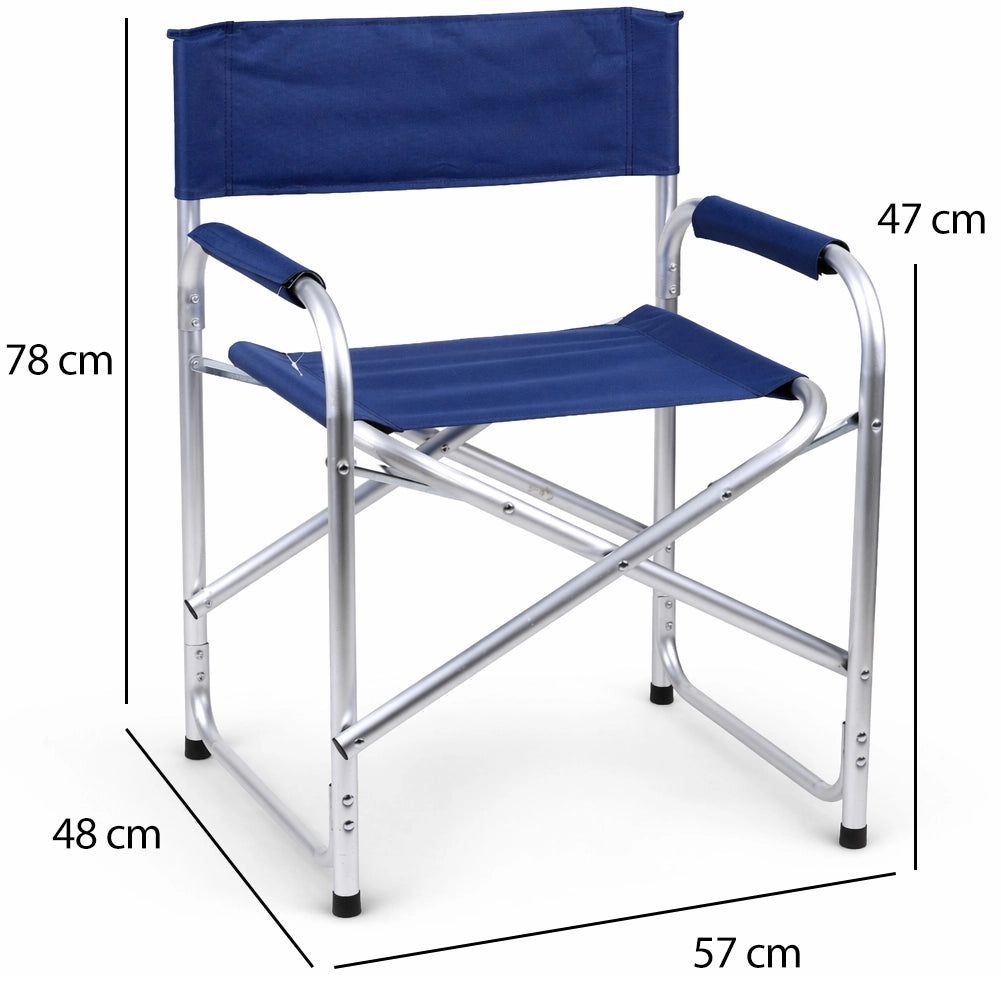 Sedia Regista 57x48x78 cm Struttura in Alluminio Rivestimento Tessuto Oxford Blu