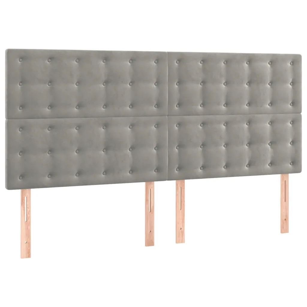 Testiera a LED Grigio Chiaro 200x5x118/128 cm in Velluto 3122924