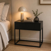Leletete, Comodino un Cassetto, 60x39x52h cm Nero Antracite