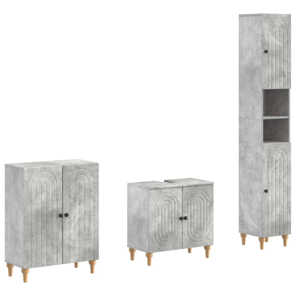 Set di armadietti da bagno in 3 pezzi ALKMAAR Grigio Cemento 3417426