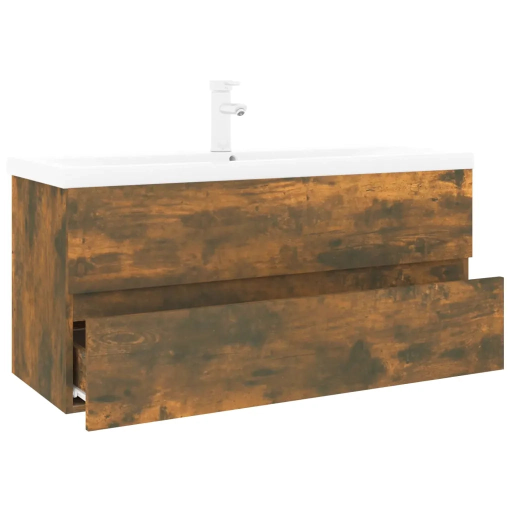 Mobile Bagno con Lavabo Integrato Rovere Fumo Legno Multistrato 3152888