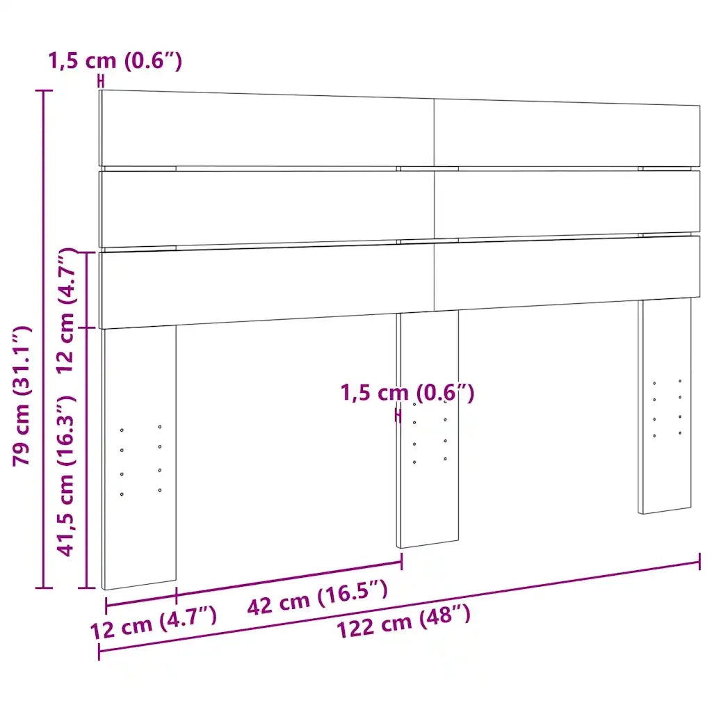 vidaXL Testiera 120 cm in Legno Massello di Rovere