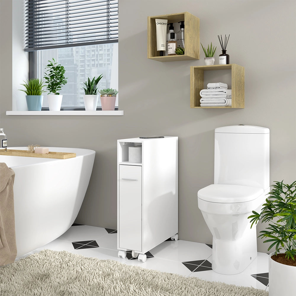 Vicco Armadietto per toilette Bianco 18 x 71.3 cm Con scomparto estraibile