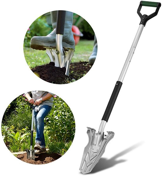 Spada da giardino pieghevole argento-nero con lama affilata, steel di 120 cm, compatta e robusta per uso esterno