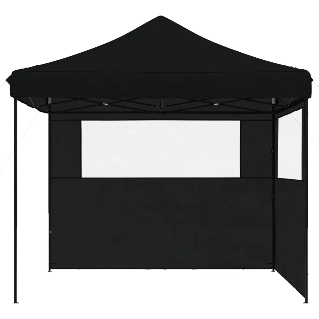 Tendone per Feste Pieghevole Pop-Up con 2 Pareti Nero 4004927