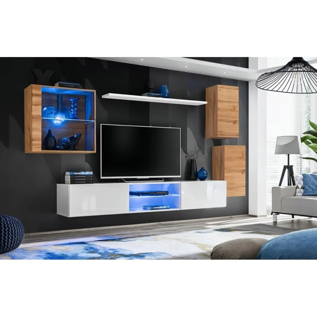 Set di mobili da soggiorno SWITCH XXIII design, colore rovere e bianco