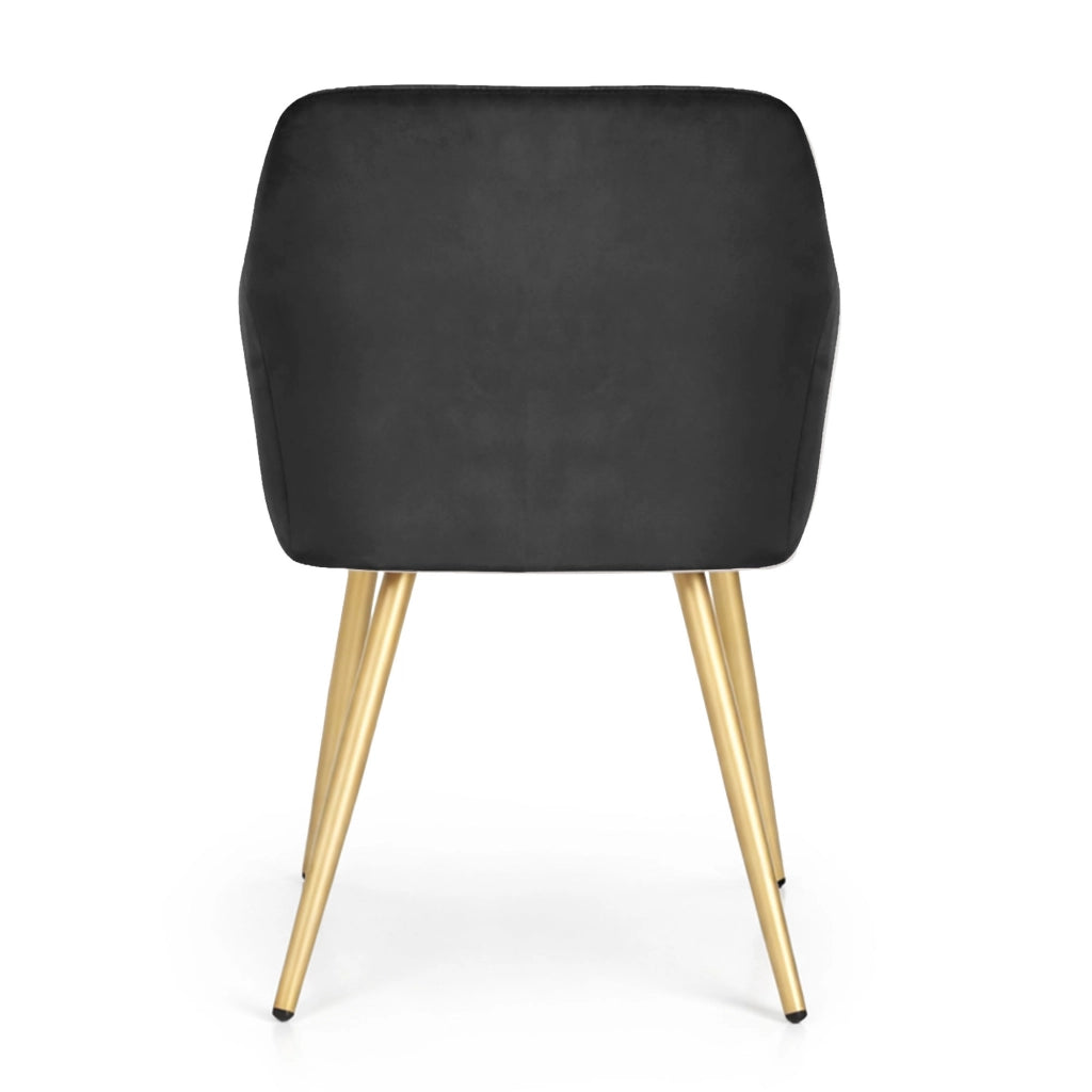 Set di 4 Sedie in velluto liscio ESTELLE Nero gambe oro