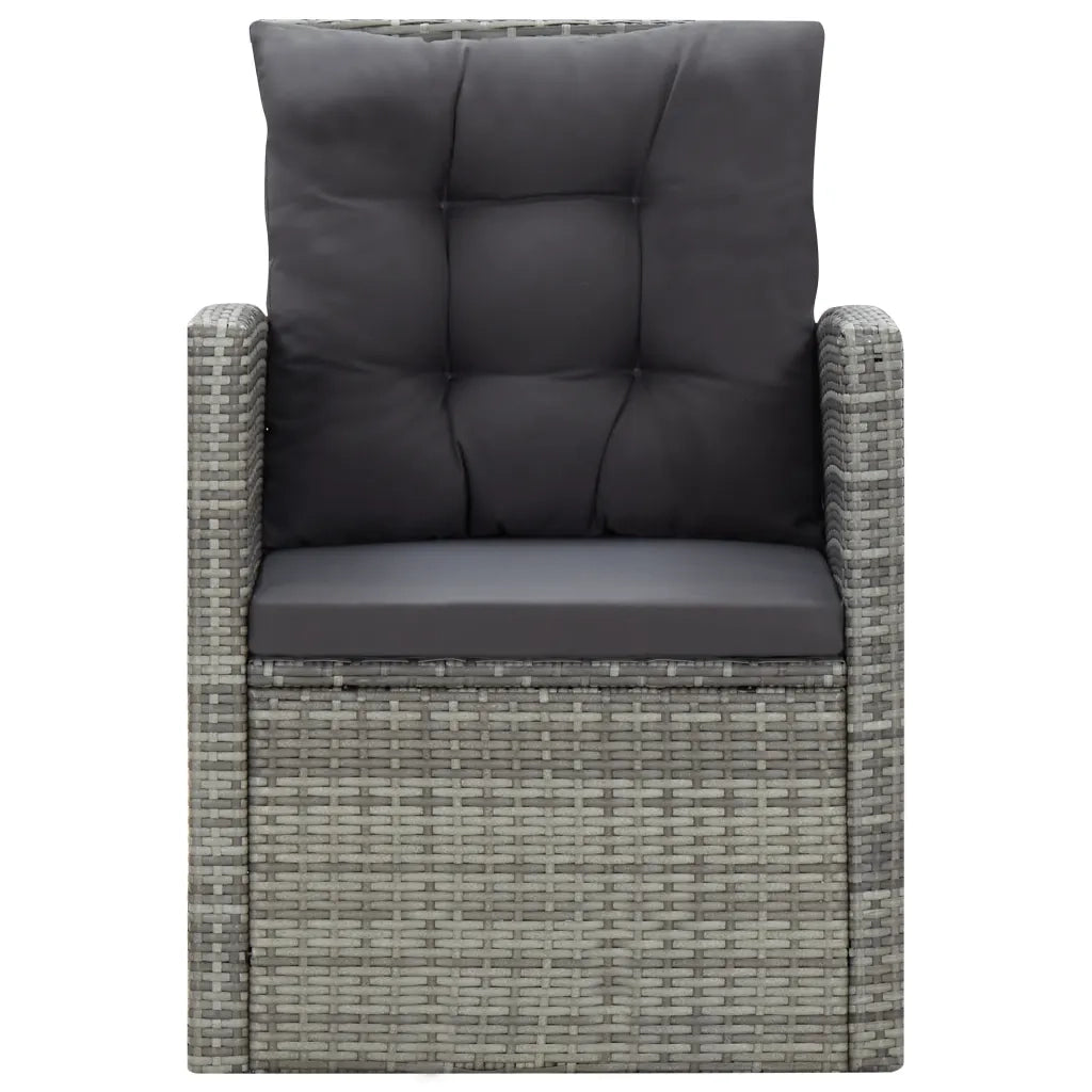 Set da Pranzo da Giardino 5 pz con Cuscini in Polyrattan Grigio cod mxl 35779