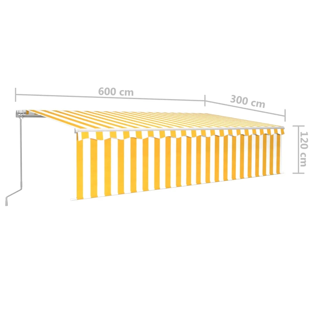 Tenda Sole Retrattile Manuale Parasole e LED 6x3m Gialla Bianca 3069363
