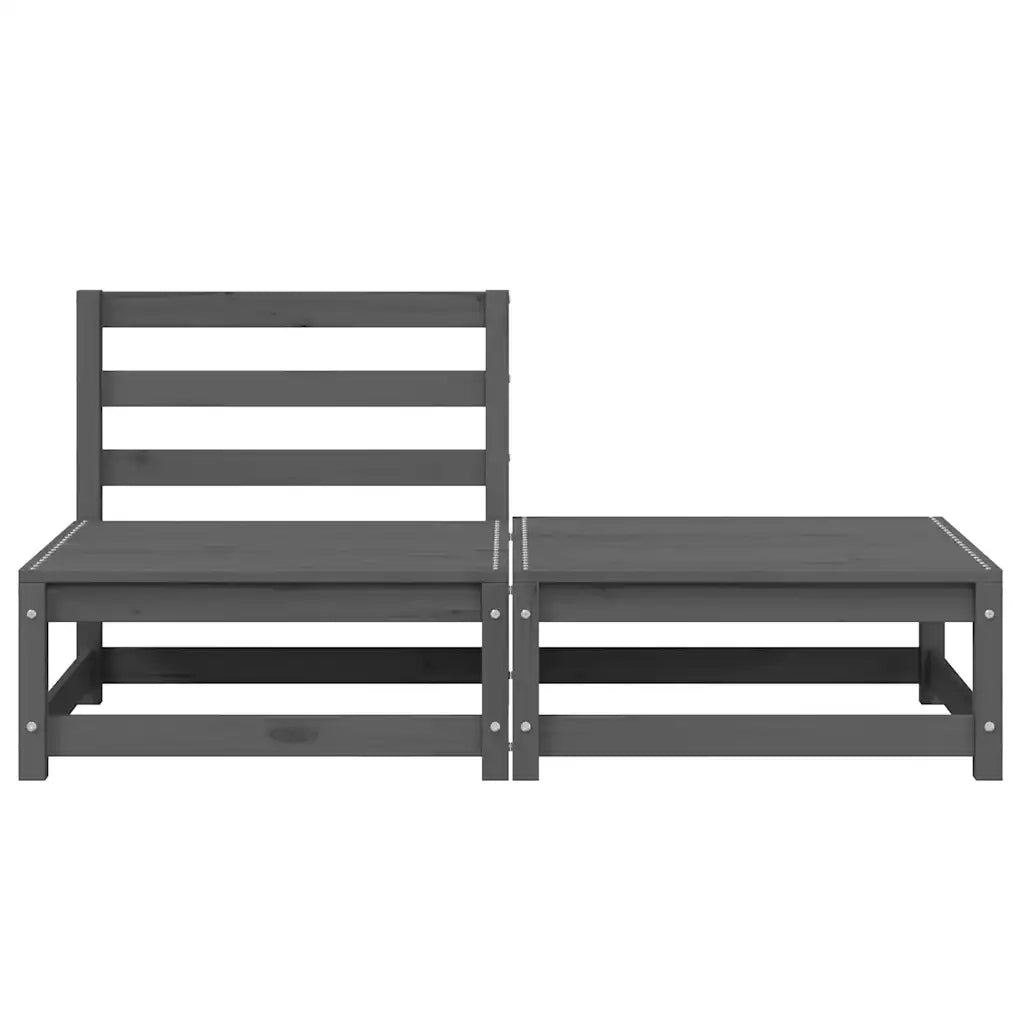 Set Divani da Giardino 2 pz Grigio in Legno Massello di Pino 805697