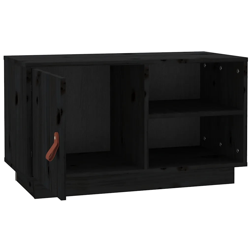 Mobile Porta TV-Mobile per TV-Credenza TV Nero 70x34x40 cm in Legno Massello di Pino