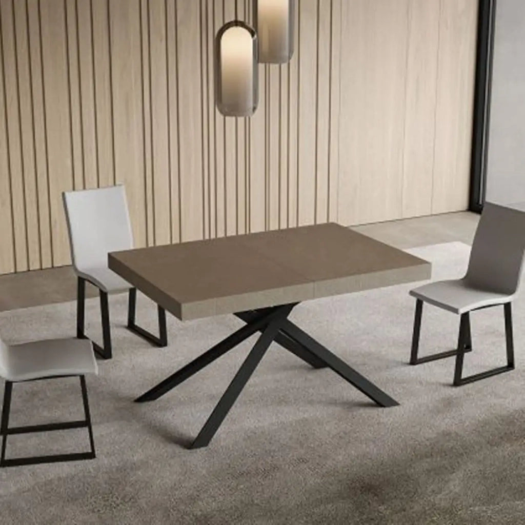 Tavolo allungabile 140/400x90 cm Niket tortora gambe antracite