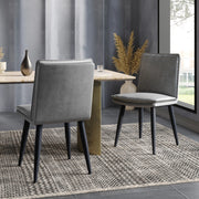 Sedie da Pranzo Imbottite ¨C MINIMAL ¨C Velluto Grigio, Set 2 Pezzi, Stile Moderno