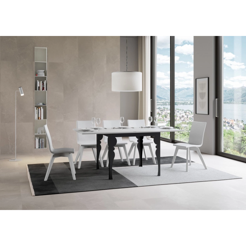 Tavolo apribile 90x90/180 cm Paxon Libra telaio Antracite - Bianco Frassino