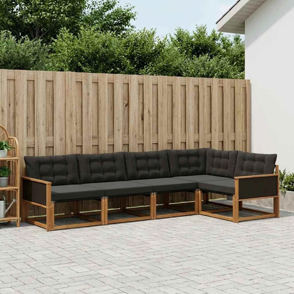Set di divani da esterno 5 pz Naturale e Nero 3381416