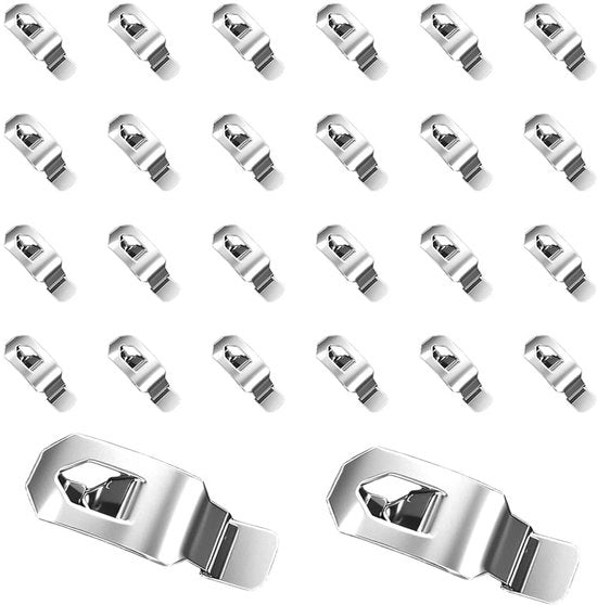24 pezzi di clip per foto, maniglioni per foto senza foratura, accessori per appendere, per fissare foto e foto a tela (35 x 13 mm argento)