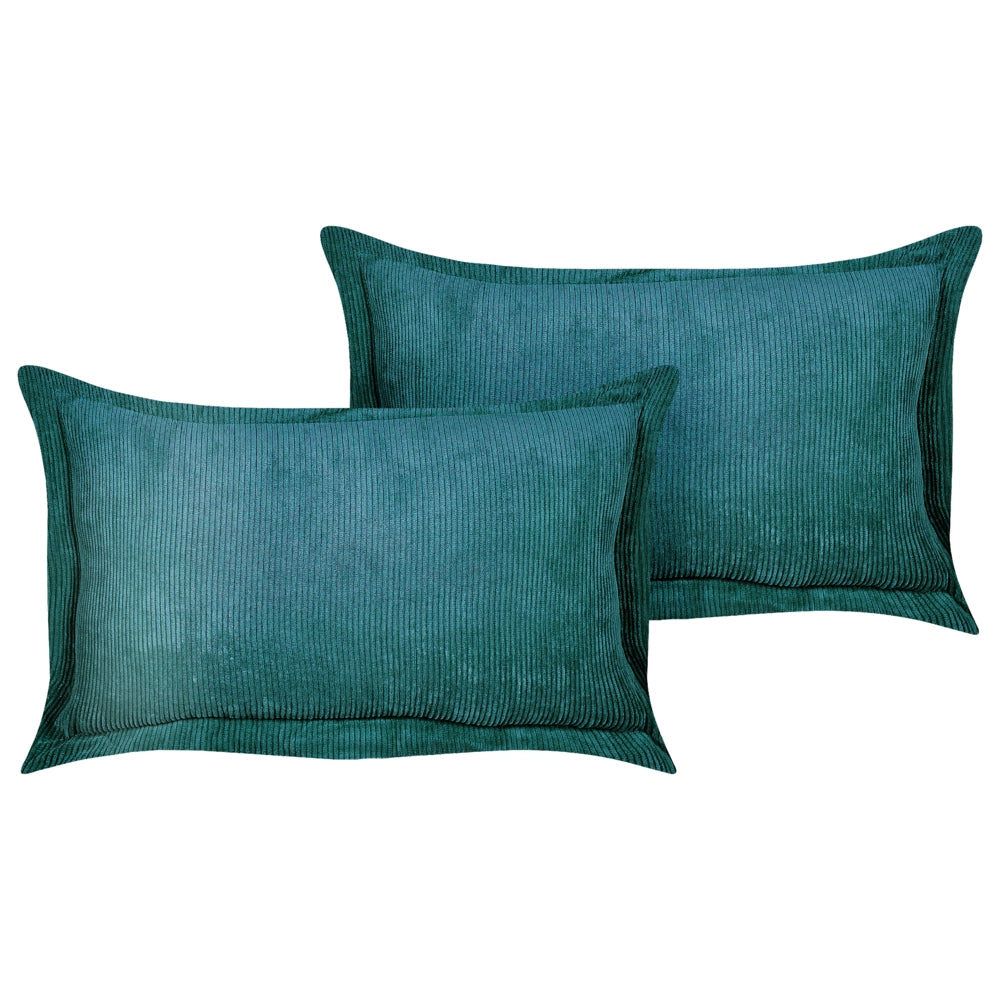 Set di 2 cuscini decorativi in velluto a coste verde petrolio 47 x 27 cm stile moderno tradizionale