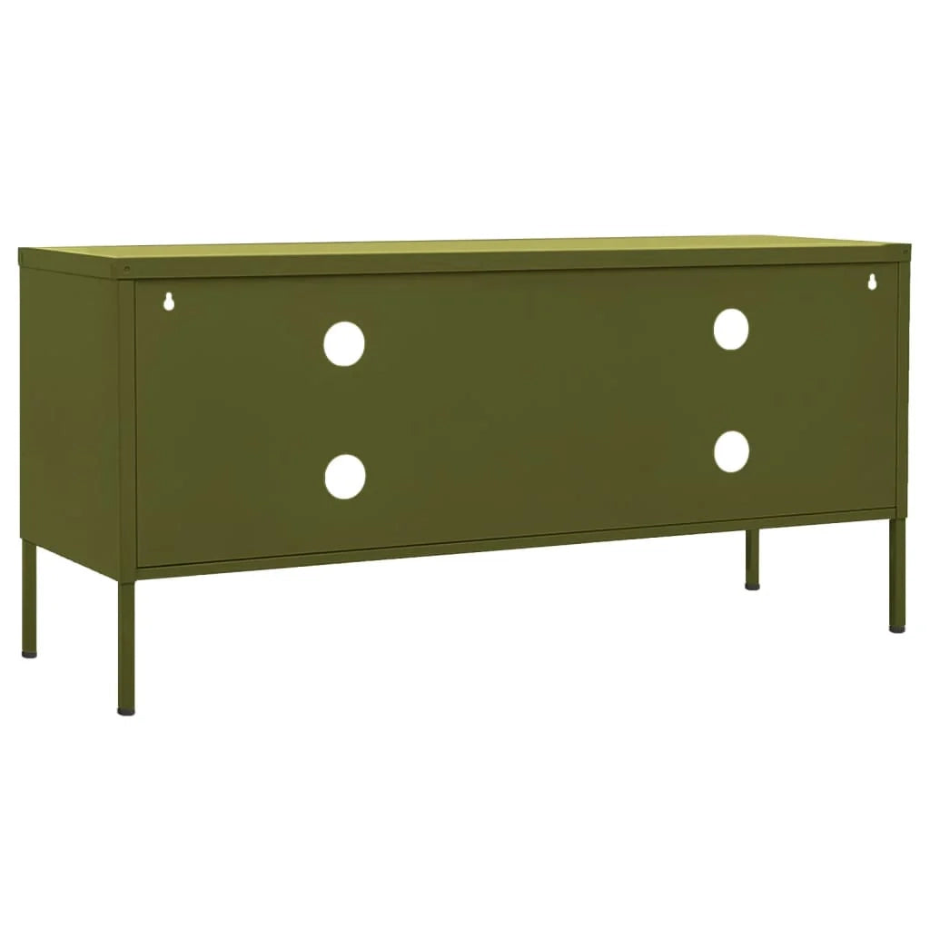 Mobile TV multimediale scaffale TV mobile TV sala da pranzo soggiorno camera da letto verde oliva 105 x 35 x 50 cm acciaio verde 02_0028255