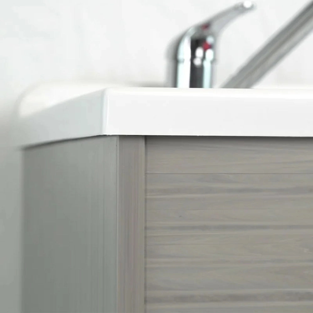 Mobile lavatoio 80 cm in PVC rovere kit di montaggio scarico incluso