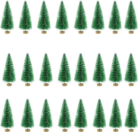 Mini kerstbominiature per progetti artistici - decorazione natalizia per hobby - miniatura di albero di Natale per creare palloni in neve - mini albero di Natale per fare torte e regali - verde 4,5 cm - 24 pezzi