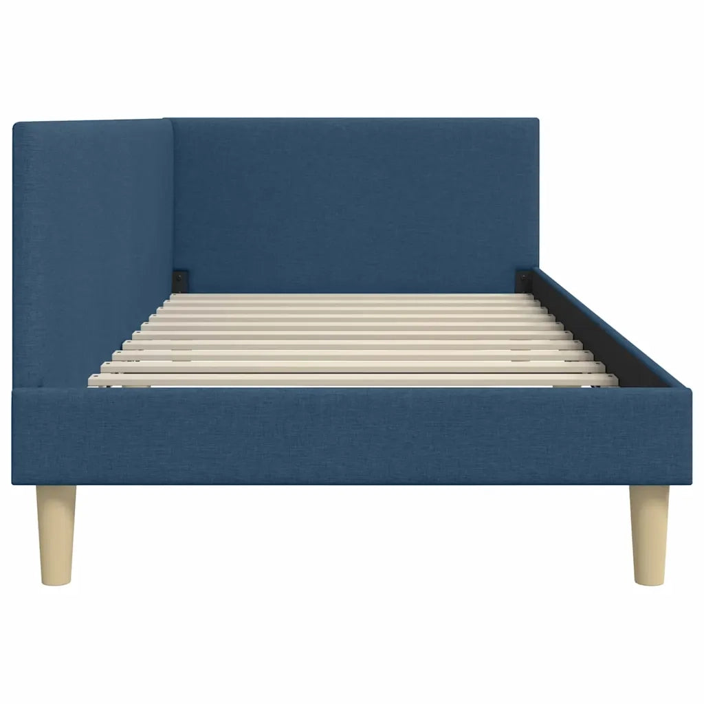 Cornice del letto ad angolo con testiera Blu 90 cm x 190 cm