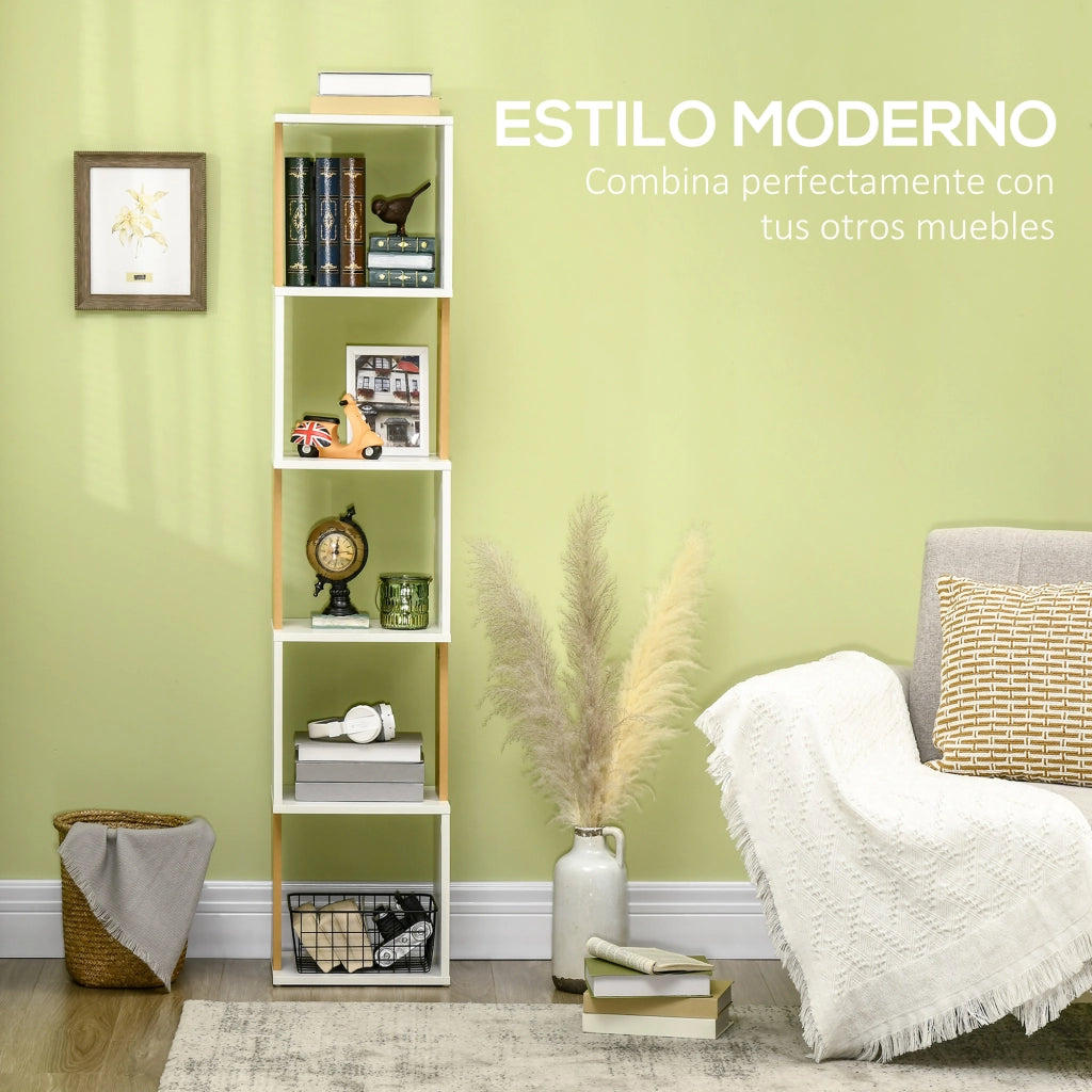 Libreria a Forma S con 5 Ripiani per Libri ¨C Zephmum ¨C Bianco 33x28x161 cm