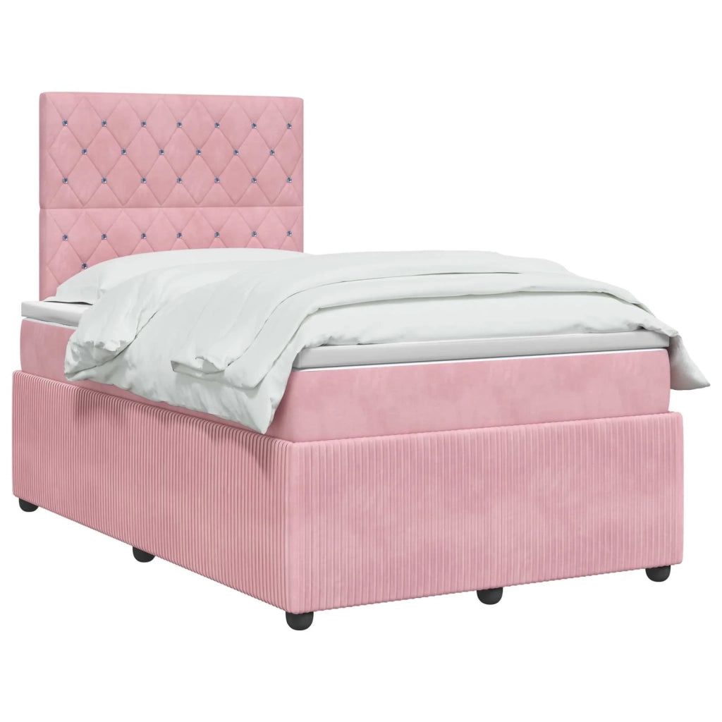 Letto Box Spring LED con Materasso Rosa 120 x 200 cm Velluto 3456046