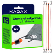 Corda elastica in gomma KADAX con gancio in metallo, 71 cm, per il fissaggio di teloni, 4 pezzi