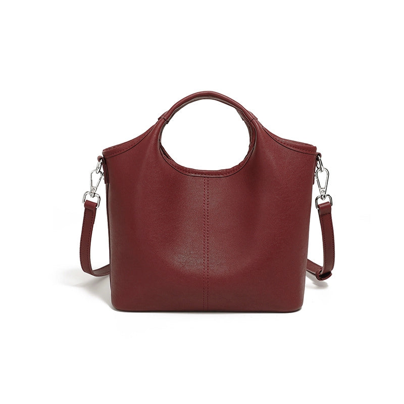 Borsa a tracolla classica da donna in vera pelle, colore rosso