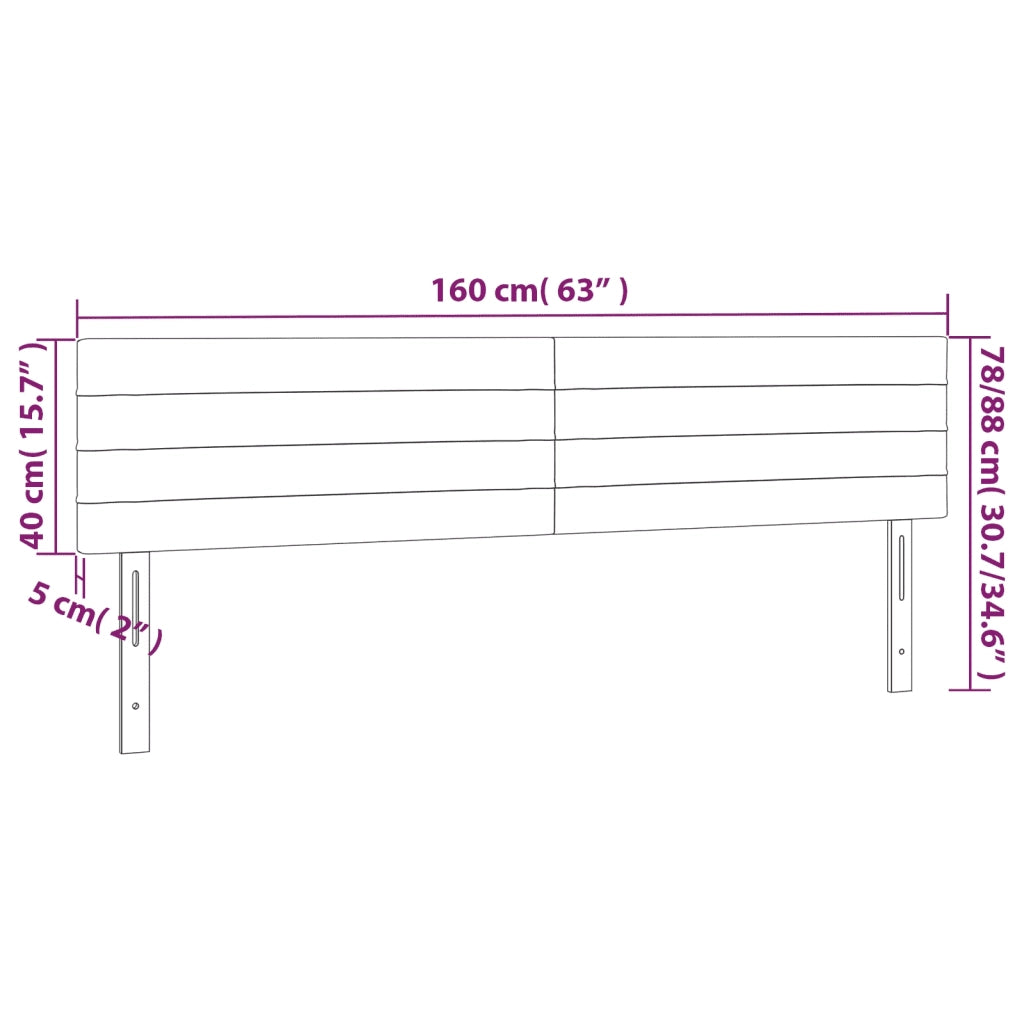 Testiera a LED-Testata con LED Nera 160x5x78/88 cm in Velluto 770800