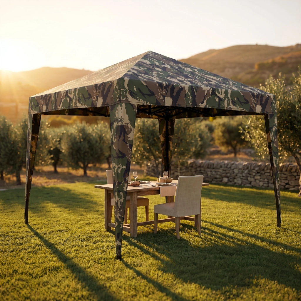 Gazebo A Fisarmonica 3x3 m da Giardino  Pieghevole in Acciaio Camouflage