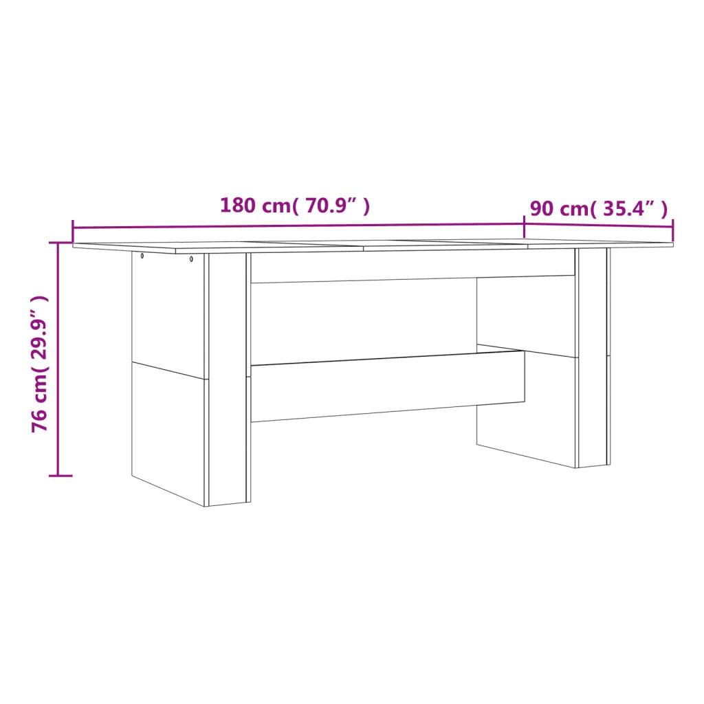 Tavolo da Pranzo | Tavolo da cucina Rovere Fumo 180x90x76 cm Legno Multistrato
