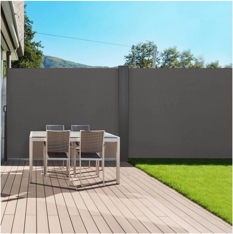 Doppio Schermo Pieghevole a Scomparsa 160 x 800 CM Tenda Laterale Grigio Antracite