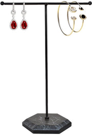 Sostegno per gioielli in metallo a forma di T, standard per collane, organizzatore per orecchini, albero per gioielli, supporto per collane, organizzatore per gioielli, area di stoccaggio per bracciali, orecchini, anelli e collane (nero)