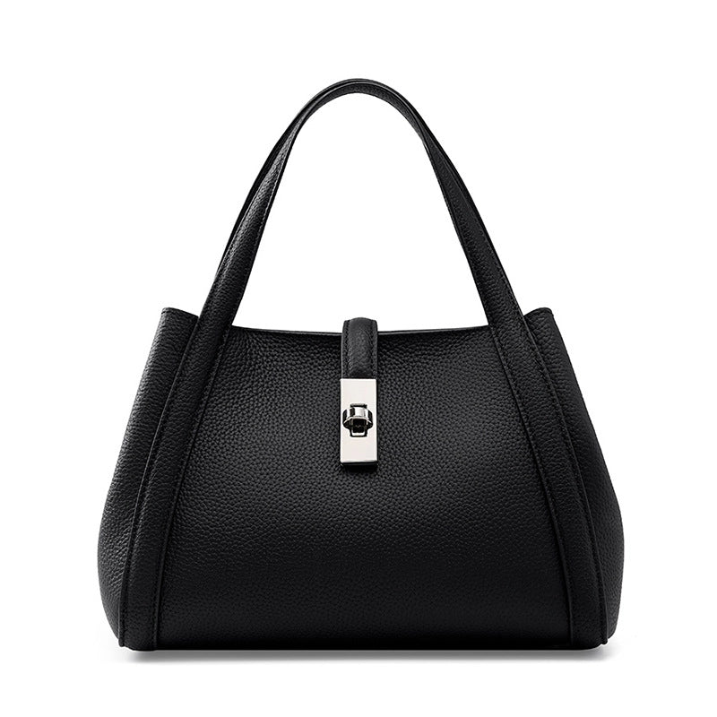 Borsa a tracolla da donna Lady in pelle di vacchetta nera