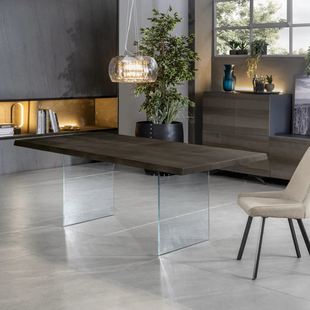 Tavolo da pranzo allungabile in legno impiallacciato rovere termocotto Forest 200-300x100 cm fino a 12 posti Made in Italy | Duzzle
