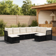 Set Divano da Giardino 9 pz Nero polyrattan 3434440