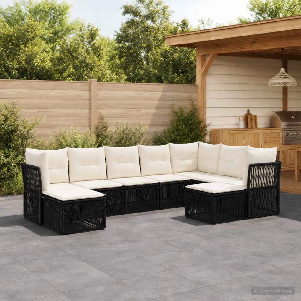 Set Divano da Giardino 9 pz Nero polyrattan 3434440